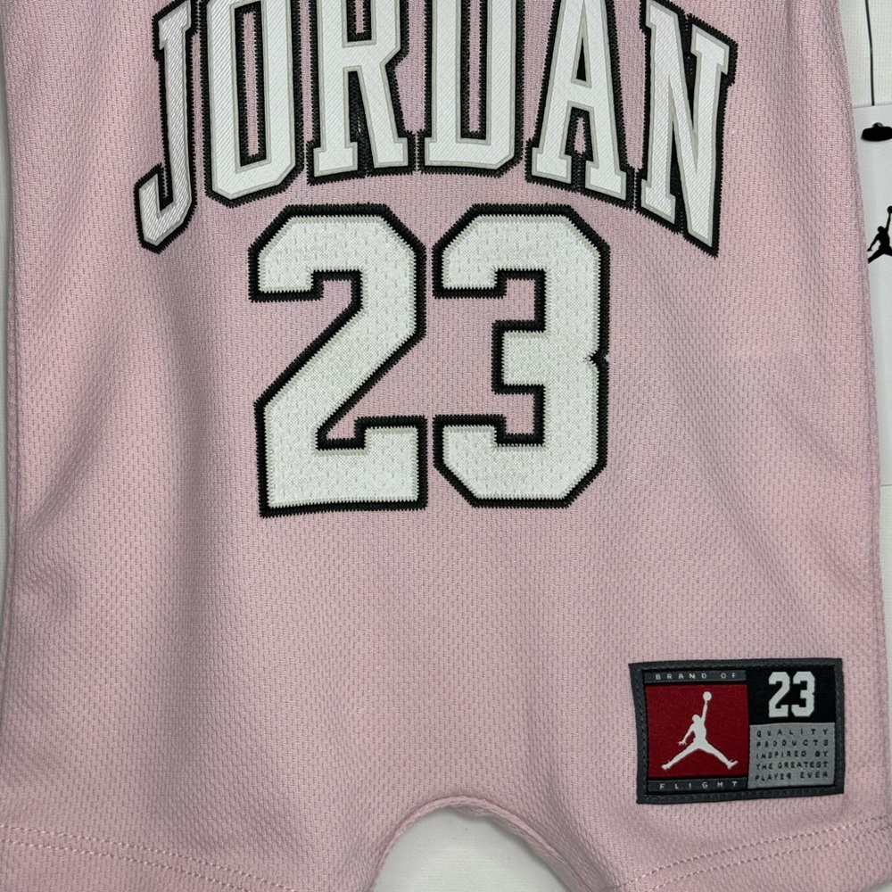 Jordan Infant Pink Romper with Logo and Number 23 - Picture 3 of 5